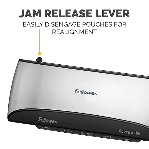 Fellowes Spectra 95 Laminator with Pouch Starter Kit, 4 Minute Warm-Up, 9.5” Throat, for Laminating Documents Up to 5-Mil