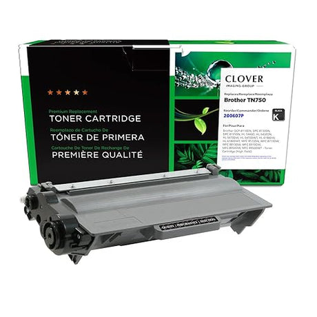 Clover Remanufactured Toner Cartridge Replacement for Brother TN750 | Black | High Yield 8,000 Black