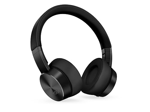 Lenovo Yoga Active Noise Cancellation Headphones, Wireless On-Ear Headphones, Bluetooth 5.0, 14Hrs Playtime, Microphone, Fold-Flat, Memory Foam Earpads, Carry Case, Win/Mac/Android, GXD1A39963, Black