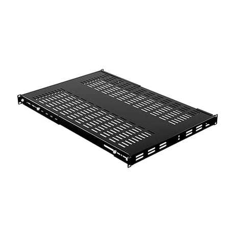 IOGEAR 1U Adjustable Depth Vented Rack Shelf – Heavy Duty Steel, 330 lb Capacity, 19.5–38.3 Depth, 27.5 Shelf, TAA Compliant — GRSH01