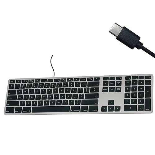 Matias Wired USB C Keyboard for Mac with Numeric Keypad - Mac Keyboard Compatible with Mac OS X v.10.6.8, MacBook Pro, MacBook Air, iMac - Latest Version Supported - (Space Grey) Space Gray