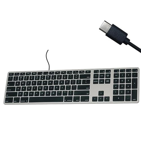 Matias Wired USB C Keyboard for Mac with Numeric Keypad - Mac Keyboard Compatible with Mac OS X v.10.6.8, MacBook Pro, MacBook Air, iMac - Latest Version Supported - (Space Grey) Space Gray
