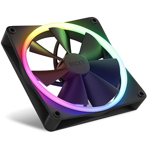 NZXT F140 RGB Fans - RF-R14DF-B1 - Advanced RGB Lighting Customization - Whisper Quiet Cooling - Twin (RGB Fan & Controller Included) - 140mm Fan - Black Black 140mm Twin Pack Fans