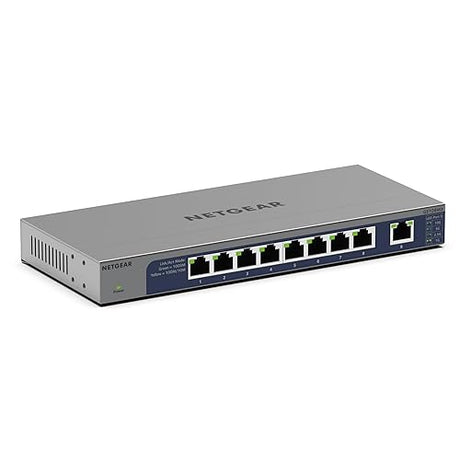 NETGEAR 8-Port 1G/10G Multi-Gigabit Ethernet Unmanaged Switch (GS108MX) - with 1 x 10G/Multi-gig SFP+, Desktop or Rackmount, and Limited Lifetime Protection