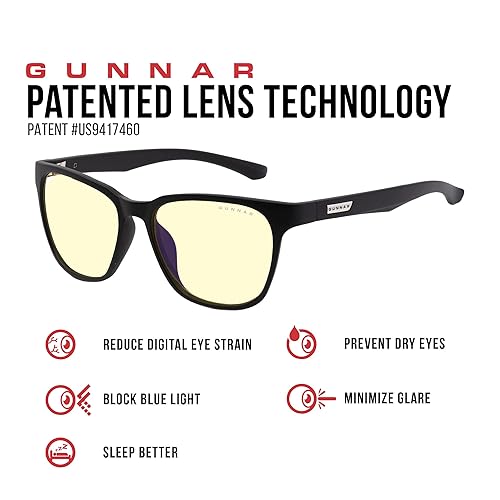 Gunnar Optiks Blue Light Blocking Glasses for Gaming & Computer Onyx Frame Amber Lens