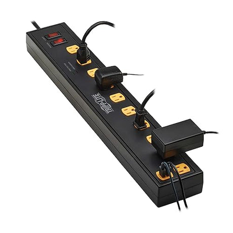Tripp Lite Heavy Duty Surge Protector Power Strip with Work Lights, 10-Outlets for Industrial & Garage, 2 USB Ports, 10ft Power Cord, 4500 Joules, 150,000 Insurance (TLP1010USB)