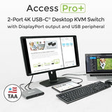 IOGEAR Access Pro Plus 2-Port USB-C Desktop KVM Switch, 4X USB Hub, DP Output in 4K 60Hz, DP 1.4 Alt Mode, Switch between 2 devices. Switch between Android Tablet or Apple iPad, PC and Mac, GCS1602CC