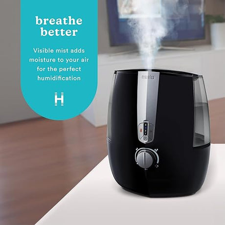 HoMedics TotalComfort Plus Ultrasonic Air Humidifier, Adjustable 5.3L Water Tank with Warm and Cool Mist for Home, Office, Nursery, Dorm, Night-Light with Automatic Shutoff Model Upgrade