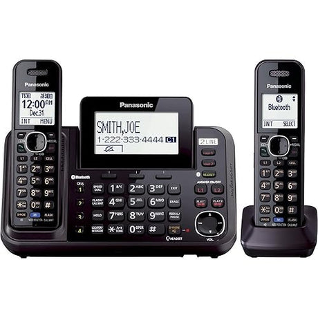 Panasonic 2-Line Cordless Phone System with 2 Handsets - Answering Machine, Link2Cell, 3-Way Conference, Call Block, Long Range DECT 6.0, Bluetooth - KX-TG9542B (Black) 2 Handsets Cordless+Link2Cell Phone