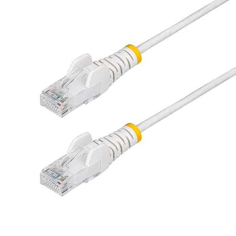 StarTech.com 1ft White Slim CAT6 Ethernet Cable, Snagless RJ45, LSZH, 28AWG Pure Bare Copper, Slim Network Patch Cable/Cord