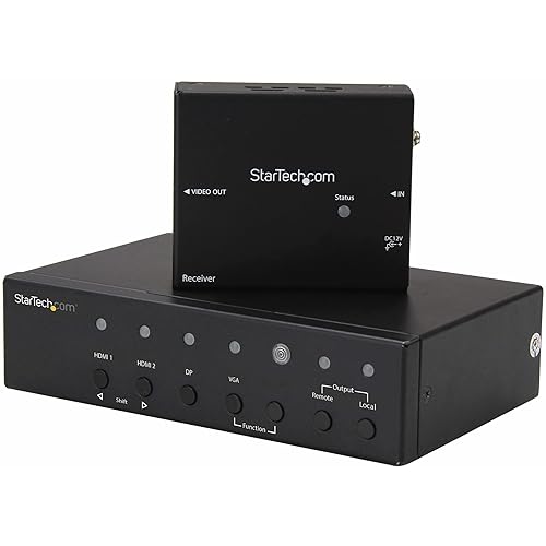 StarTech.com Multi-Input HDBaseT Extender with Built-in Switch - DisplayPort VGA and HDMI Over CAT5 or CAT6 - Up to 4K - up to 230 ft (STDHVHDBT)