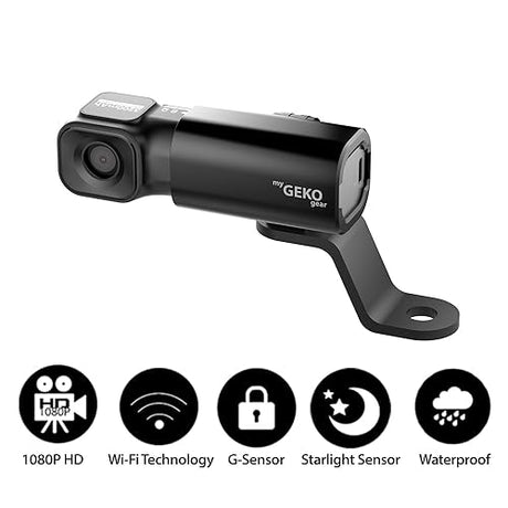 myGEKOgear by Adesso Moto Snap 1080p Motorcycle Camera with APP for Instant Video Access, Tilt Sensor for Incident Video Recording, Sony Starvis Sensor, 8.5 Hours Rechargable Battery, 32GB Storage