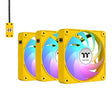 Thermaltake CT140 EX ARGB Sync PC Cooling Fan 3 Pack, PWM 500~1800 RPM, 5V Motherboard Sync, 16.8 Million Colors 9 LEDs, MagForce 2.0 Connectors, Hydraulic Bearing, Bumblebee, CL-F217-PL14GS-A