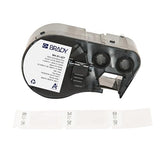 Brady Self-Laminating Vinyl Pre-Sized Labels for Label Printer BMP41/BMP51/BMP53/M511-180 Self Adhesive Printer Labels - Black on White, Transparent (25,40 mm (W) x 38,10 mm (H)) - M4-91-427