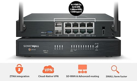 SonicWall TZ280P (03-SSC-1829) - Next Generation PoE Firewall – 2.5 Gbps Throughput, 1 Gbps Threat Prevention, Secure SD WAN | Zero-Touch Deployment for Rapid, Installation Base Appliance