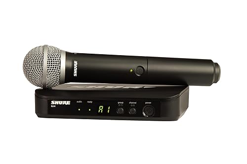 Shure BLX24/PG58 UHF Wireless Microphone System - Perfect for Church, Karaoke, Vocals - 14-Hour Battery Life, 100m Range | Includes PG58 Handheld Vocal Mic, Single Channel Receiver | H9 Band Full System H9 Band (512-542 MHz)