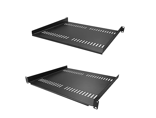 StarTech.com 2-Pack 1U Server Rack Shelf, Vented Rack Mount Cantilever Shelf, Heavy-Duty Steel, 44lb/20kg Capacity, 16 Deep