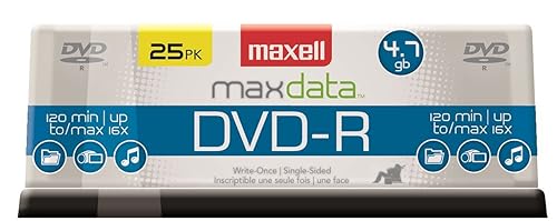Maxell DVD-R Recordable Disc 4.7 GB 16x Spindle Gold 25/P
