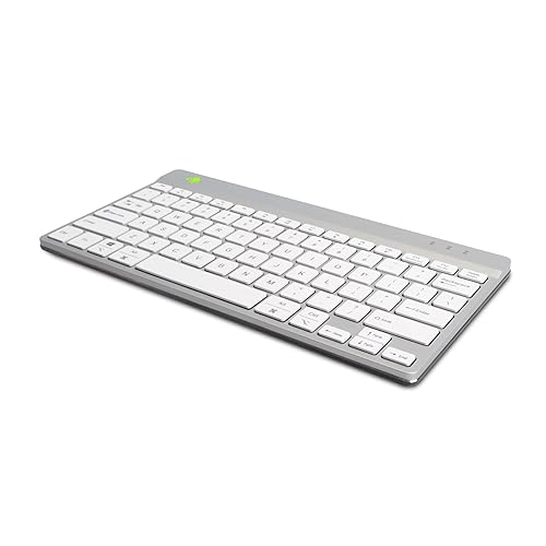 R-Go Compact Keyboard Bluetooth, with Break Software, Ergonomic Flat Design, Anti-RSI, Compatible with Windows/Mac OS, QWERTY (US), White