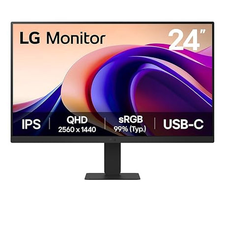 LG 24U631A-B 27-Inch QHD (2560x1440) IPS Monitor, 100Hz Refresh Rate, 5ms (GtG) Response Time, sRGB 99%, HDR10, USB-C, HDMI, Tilt Adjustable, Black