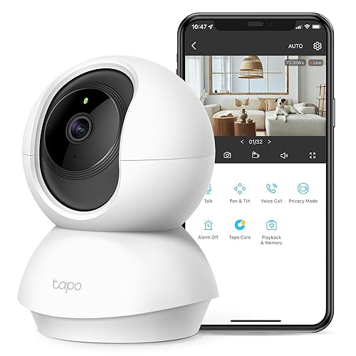 TP-Link Tapo 2K Pan Tilt Security Camera for Baby Monitor, Dog Camera w/ Motion Detection, 2-Way Audio Siren, Night Vision, Cloud &SD Card Storage (Up to 256 GB), Works with Alexa & Google Home (C210) 2K HD Pan/Tilt Security WiFi Camera