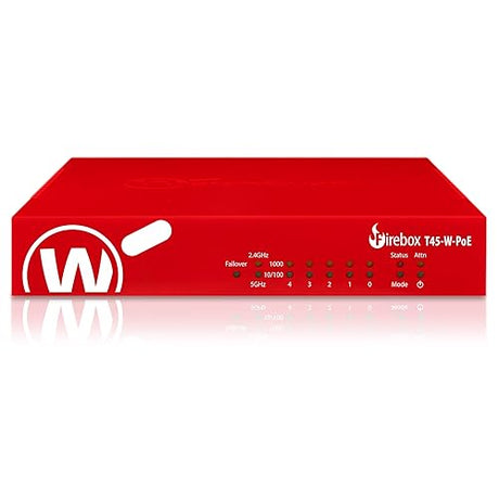 Trade Up to - WatchGuard Firebox T45-W-PoE Network Security Appliance with 1 Year Basic Security Suite License - Advanced Firewall, VPN, Intrusion Prevention (WGT48411-US)