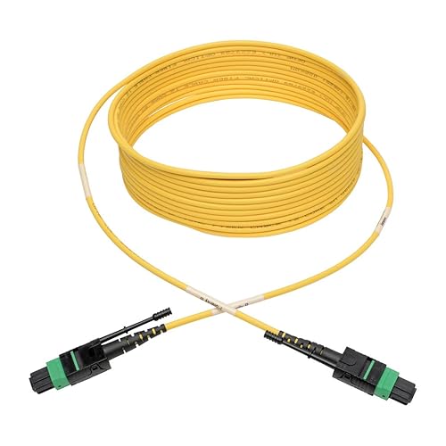 Tripp Lite N390-07M-12-AP MTP/MPO (APC) Singlemode SMF Fiber Patch Cable 12 Fiber QSFP Plus 40/100Gbe, QSFP Plus 40GBASE-PLR4, Plenum, Push/Pull Tab 7M 23', Yellow