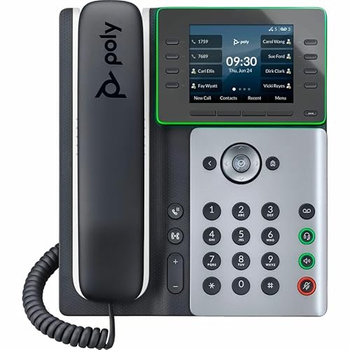 Poly Edge E350 IP Phone - Corded - Corded/Cordless - Wi-Fi, Bluetooth - Desktop, Wall Mountable - Black - VoIP - IEEE 802.11a/b/g/n/ac - 2 x Network (RJ-45) - PoE Ports