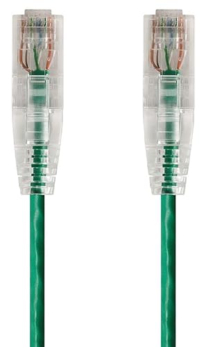 Monoprice Cat6 Ethernet Patch Cable - Snagless, Stranded, 550MHz, UTP, CMR Rated, 28AWG, 3 Feet, Green - SlimRun Series