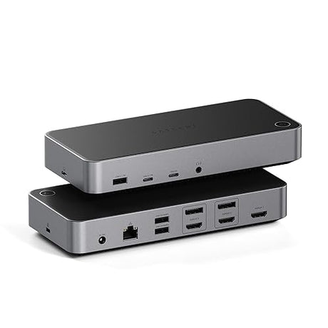 SATECHI Triple 4K Docking Station, USB C Docking Station 13-in-1, with 100W PD, 2 DisplayPort, 3 HDMI, 4 USB-C, USB-A, Gigabit Ethernet, and Audio Jack - for MacBook and Windows