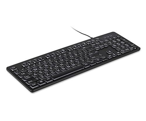 Aluratek Large Print Tri-Color USB LED Backlit Illuminated Keyboard (AKBLED01FS)