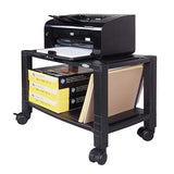 Kantek Extra Wide 2-Shelf Under-Desk Mobile Printer Stand, 20x13.25x14.13, Black (PS610)