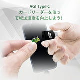 AGI 2TB TF138 Micro SD/Type C Card Reader, Nintendo Switch Tested to Work with Nintendo Switch MicroSDXC A2 U3 V30 4K UHS-I U3 (Read Speed up to 170MB/s, Speed