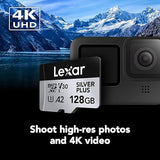 Lexar 128GB Professional Silver Plus microSDXC Memory Card w/SD Adapter, UHS-I, C10, U3, V30, Full-HD & 4K Video, Up to 205/150 MB/s Read/Write, for Videographers, Gamers (LMSSIPL128G-BNANU)