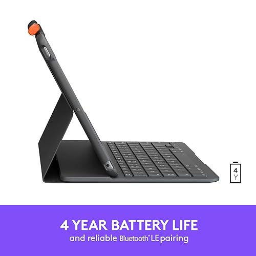 Logitech iPad (7th,8th and 9th generation) Keyboard Case | Slim Folio with Integrated Wireless Keyboard (Graphite)
