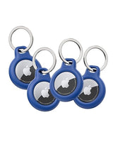 Belkin Apple AirTag Secure Holder with Key Ring - Durable Scratch Resistant Case with Open Face & Raised Edges - Protective AirTag Keychain Accessory for Keys, Pets, Luggage, Backpacks - 4-Pack Blue 4PK Blue