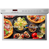 SYLVOX Under Cabinet TV 15.6-Inch Smart 1080p with LED Clock Display in Silver