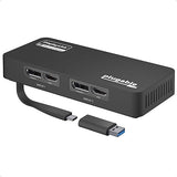 Plugable 4K DisplayPort and HDMI Dual Monitor Adapter for USB 3.0 and USB-C, Compatible with Windows