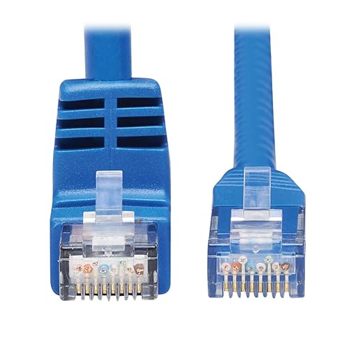 Tripp Lite Down Angle Cat6 Ethernet Cable, Gigabit Molded UTP Network Patch Cable, Blue, 15 ft. (N204-015-BL-DN)