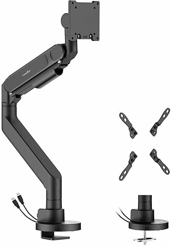 ErgoReach ED7 Single Ergonomic Heavy-Duty Monitor Arm With USB-A & USB-C Ports – Black