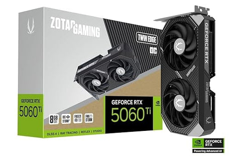 ZOTAC Gaming GeForce RTX 5060 Ti 8GB Twin Edge OC DLSS 4 8GB GDDR7 128-bit 28 Gbps PCIE 5.0 Gaming Graphics Card, IceStorm 2.0 Cooling, SFF-Ready, ZT-B50610H-10M