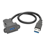 Tripp Lite USB 3.0 Keystone/Panel Mount Extension Cable (M/F), Angled Connector, Black, 1' (U324-001-KPA-BK)