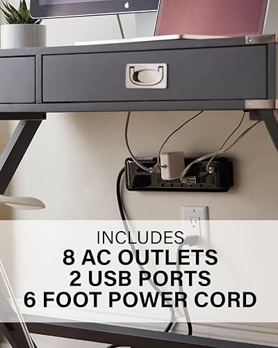 SANUS Surge Protected Power Strip - 8 Outlets & 2 USB Ports