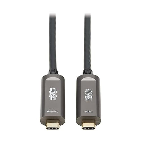 Tripp Lite USB-C Fiber (10 Gbps) Data Cable, Backward Compatible USB 3.2 Active Optical Cable, Male to Male, Plenum-Rated for Wall Installations, 49 Feet / 15 Meters, 3-Year Warranty (U420F-15M-D321)