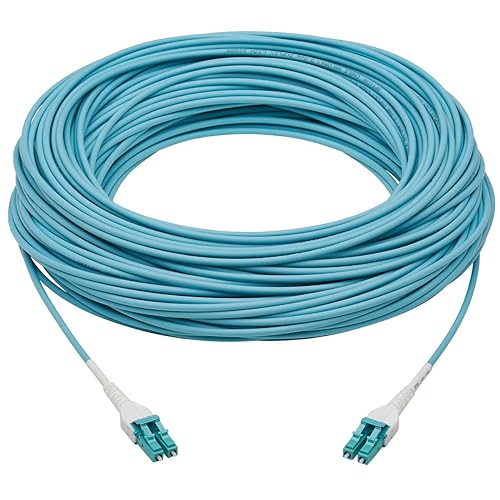 Tripp Lite Fiber Optic Cable 100 GbE, 164 feet / 50 Meter, Multimode Fiber, Duplex 50/125 OM4 LC/LC, LSZH, Armored Aqua (N821-50M-AQ-AR) 50 Meters