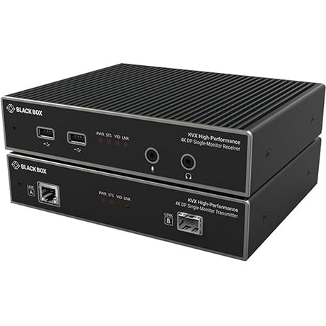 Black Box Network Services KVXHP-100 Kvm Extender Over Catx/fiber - Single-monitor 4k Displayport Usb 2.0 Hub Seri