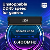 Crucial Pro DDR5 RAM 64GB Kit (2x32GB) 6400MHz CL40, Overclocking Desktop Gaming Memory, Intel XMP 3.0 & AMD Expo Compatible – Black CP2K32G64C40U5B
