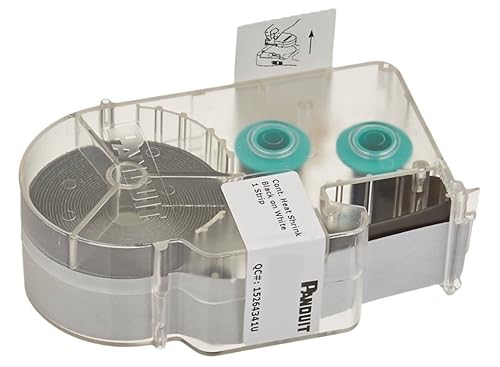 Panduit H000X025H1C P1 Cassette Continuous Heatshrink Tubing Label, Polyolefin, White White 1/8-Inch Diameter