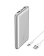 Belkin Portable Charger, USB-C Power Bank 10k w/ 1 USB-C Port and 2 USB-A Ports with USB-A to USB-C Cable for iPhone 16, 16 Plus, 16 Pro, 16 Pro Max, Samsung Galaxy S24, & More - Silver