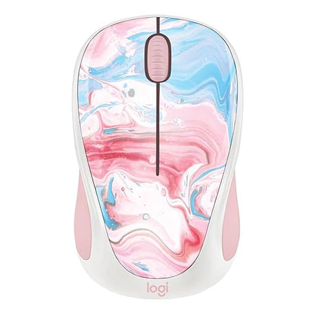 Logitech 910007055 Design Collection Limited Edition Wireless 3-Button Ambidextrous Mouse with Colorful Designs - Cotton Candy